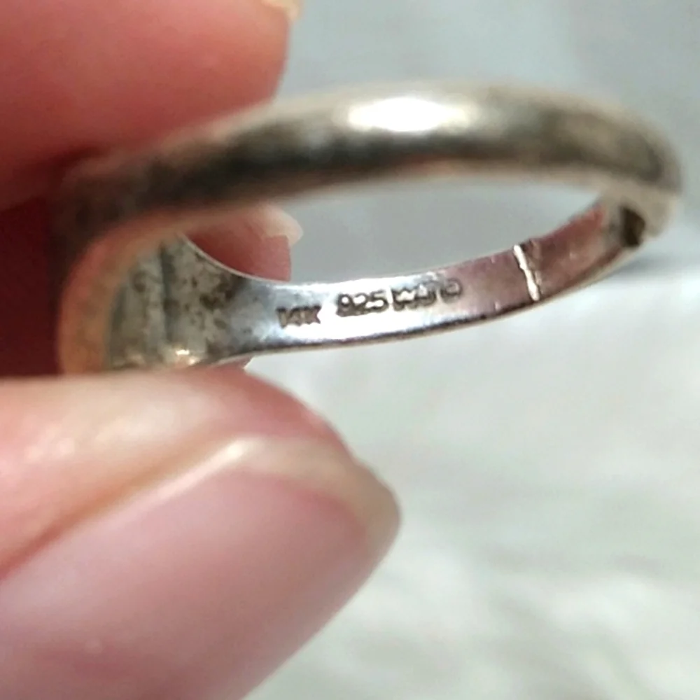 SALE! Antique 14K Gold Cross 925 Band Ring Flaw Can Be Easy Fix Stamped 14kt/925 - Picture 9 of 12